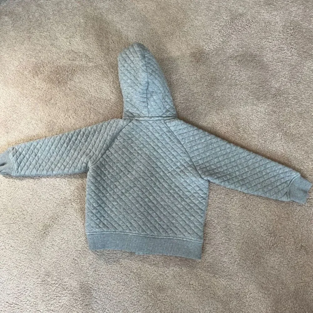 Gymboree Toddler Gray Quilted Zip-Up Hoodie Jacket Sherpa Lined Size 3T